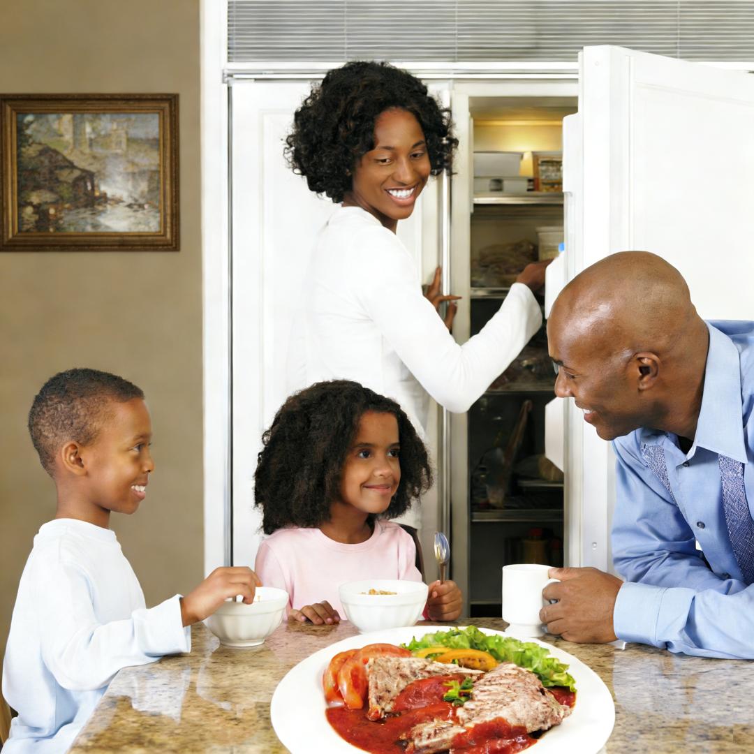 Family enjoying meal together